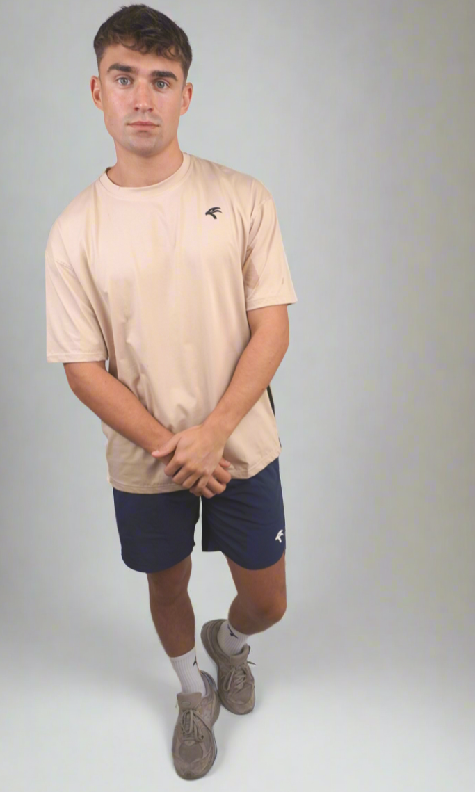 Oversize Mesh Tee Khaki — Men's Gym T-Shirt Dubai UAE GCCO