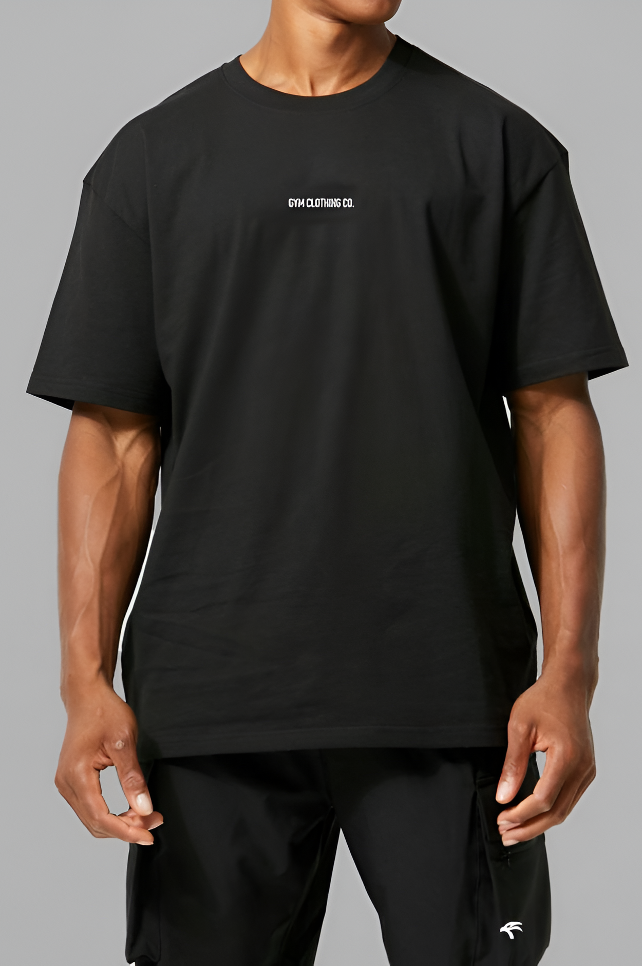 Oversize Cotton Tee Black — Men's Oversized Gym Tee UAE GCCO