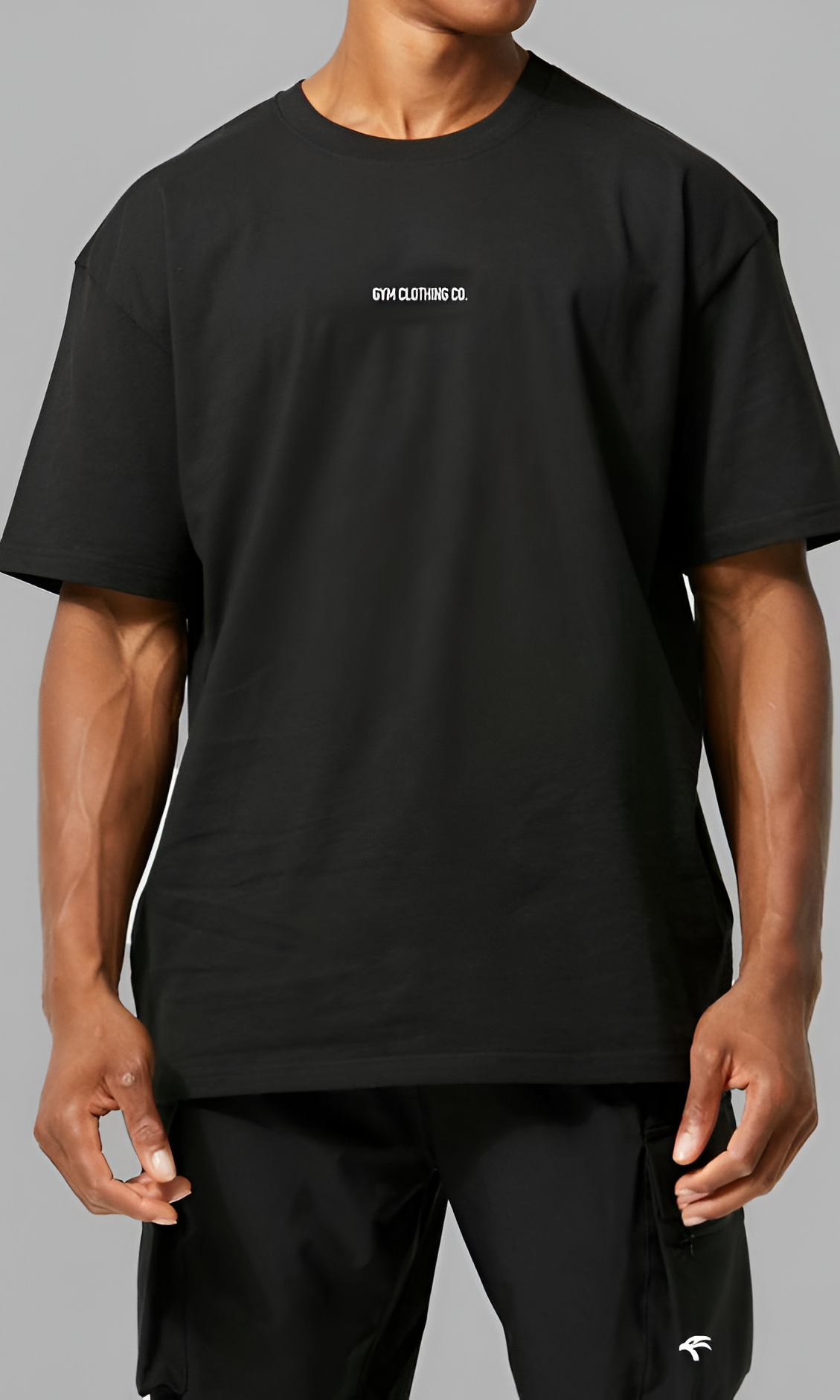 Oversize Cotton Tee Black — Men's Oversized Gym Tee UAE GCCO