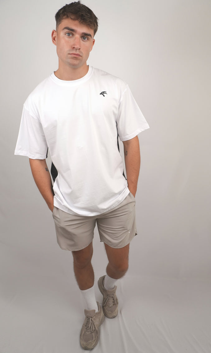 Oversize Mesh Tee Cotton White — Men's Gym Tee UAE GCCO