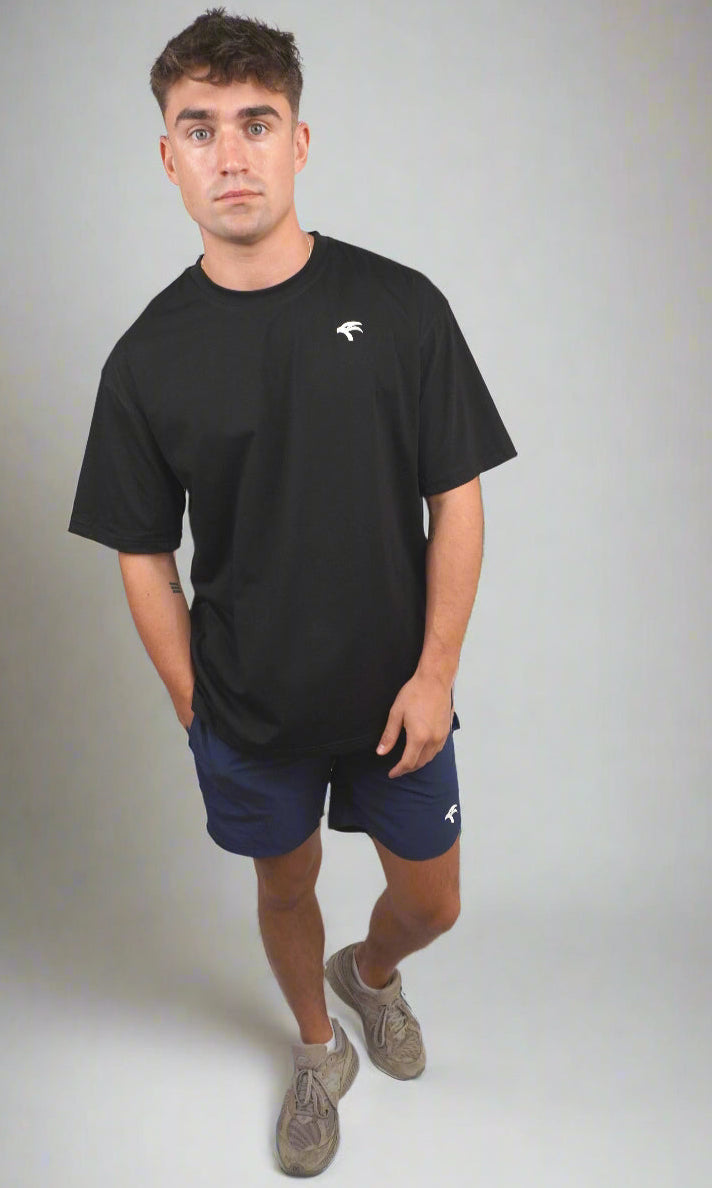 Oversize Mesh Tee Carbon Black — Men's Gym T-Shirt Dubai UAE GCCO