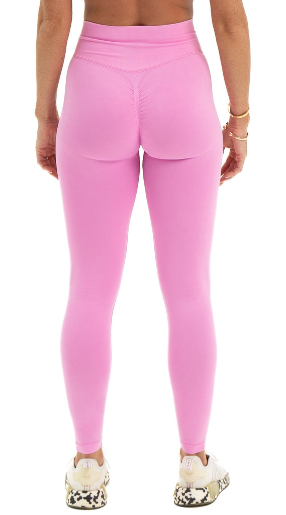 Criss Cross Seamless Scrunch Leggings - Illusion Pink