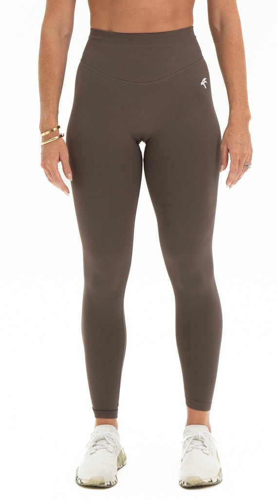 Criss Cross Seamless Scrunch Leggings - Khaki Brown