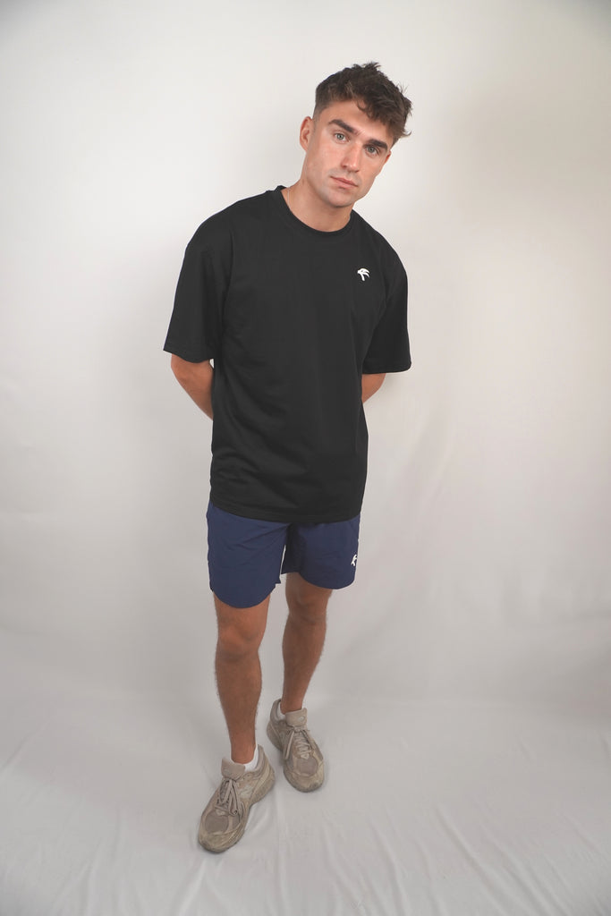 Oversize Side Mesh Tee - Carbon Black