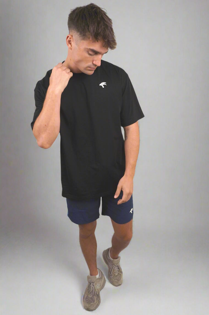 Oversize Side Mesh Tee - Carbon Black