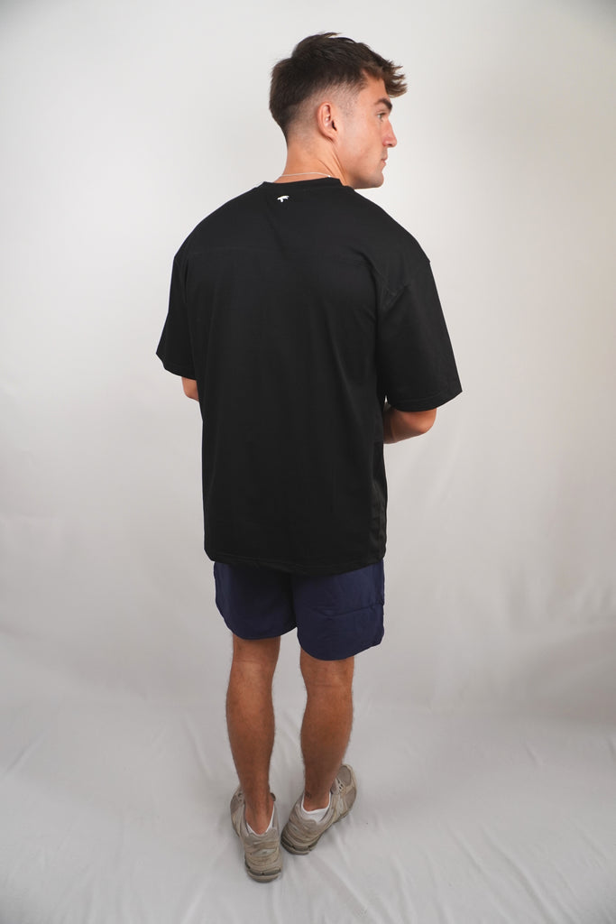 Oversize Side Mesh Tee - Carbon Black