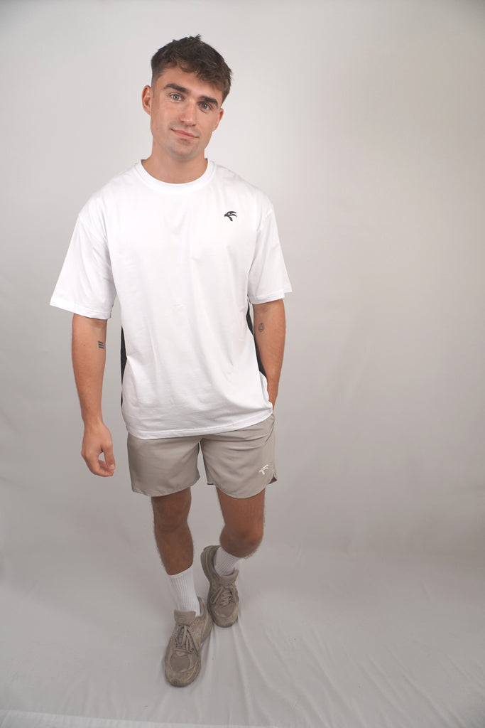 Oversize Side Mesh Tee - Cotton White