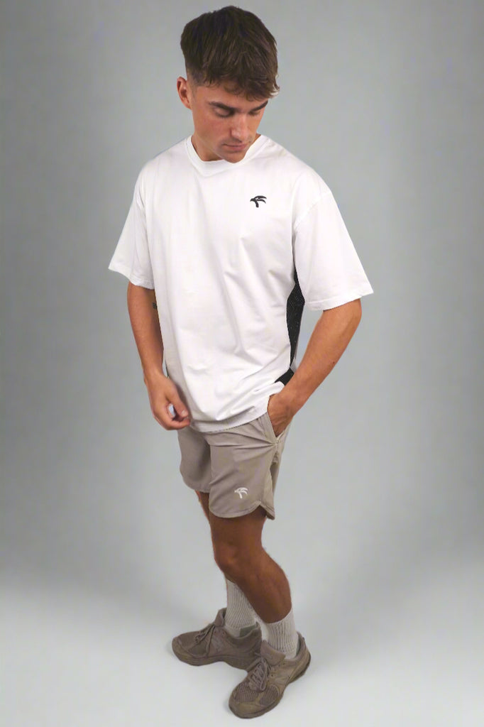 Oversize Side Mesh Tee - Cotton White
