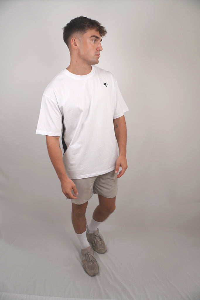 Oversize Side Mesh Tee - Cotton White