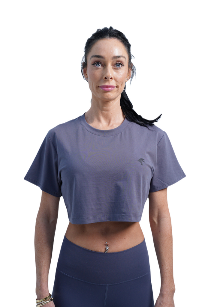 Women’s Cropped Cotton Tee - Storm Grey