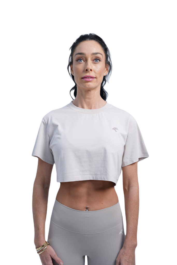 Women’s Cropped Cotton Tee - Beige