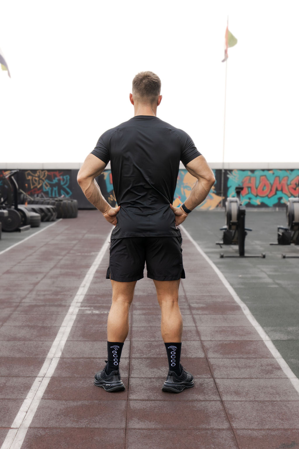 Ignite Gym Tee in Black Orange