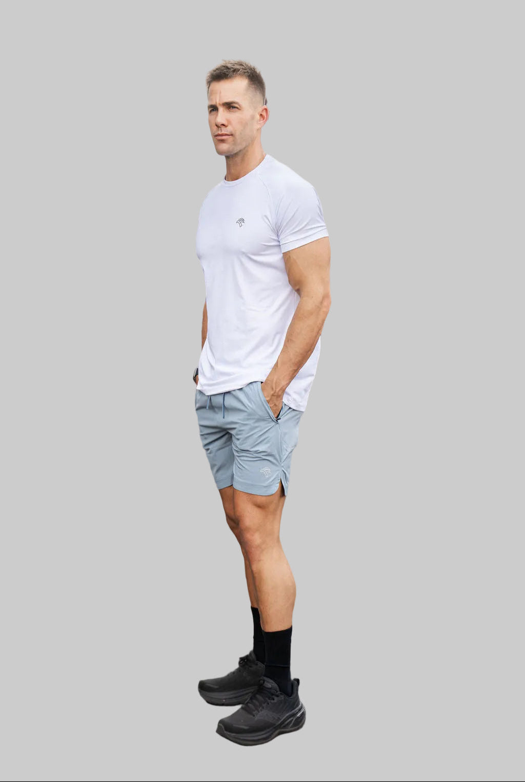 Ignite Training Set, White tee with Arctic Blue shorts